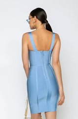 CHARLOTTE BANDAGE SCOOP NECK TANK DRESS LIGHT BLUE