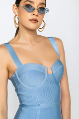 CHARLOTTE BANDAGE SCOOP NECK TANK DRESS LIGHT BLUE