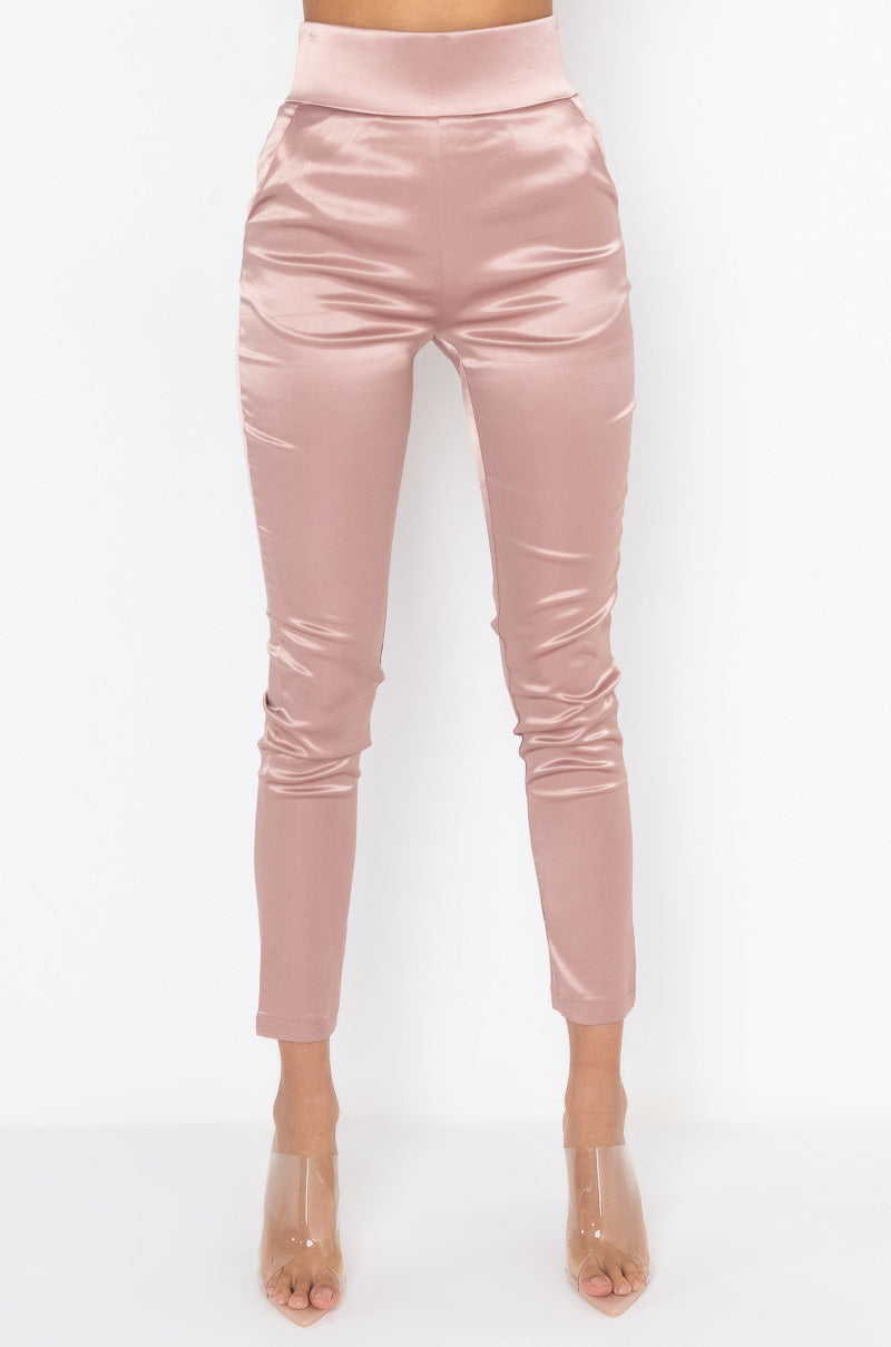CALL ME BABY SATIN TROUSER LIGHT BROWN
