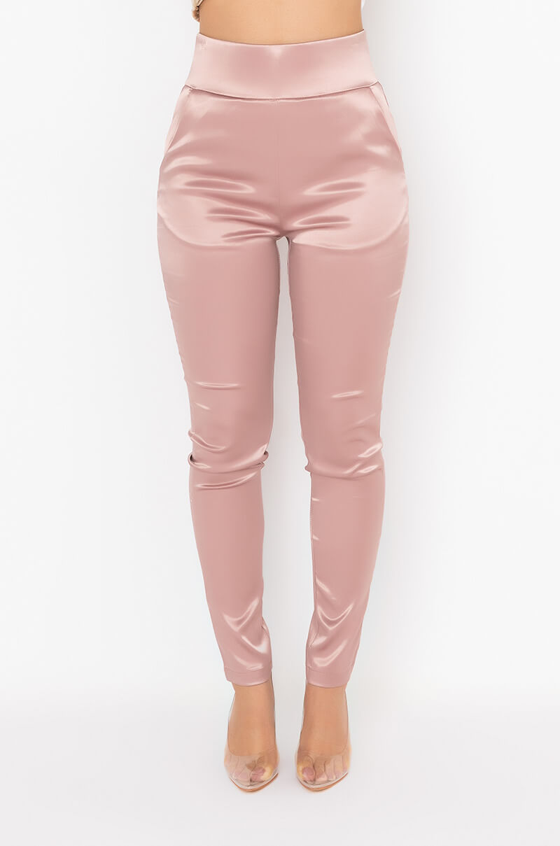CALL ME BABY SATIN TROUSER LIGHT BROWN