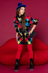 CALL ME KNIT MINI SKIRT RED MULTI
