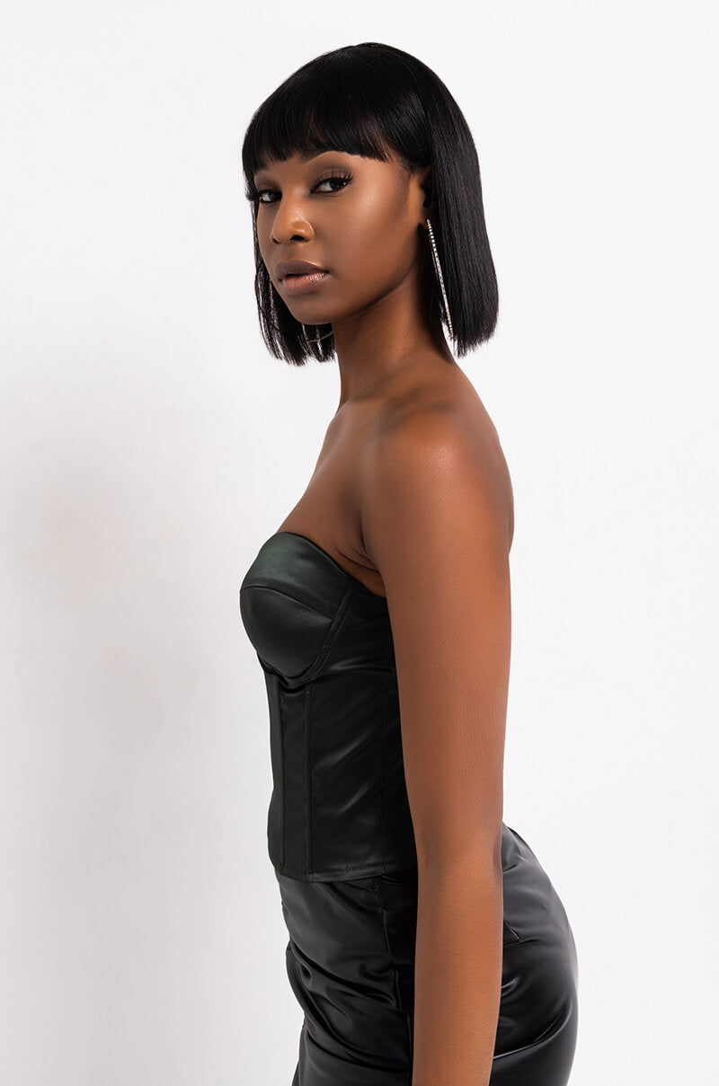 CALL ME LATER SATIN CORSET OLIVE