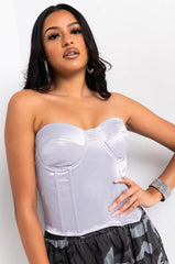 CALL ME LATER SATIN CORSET SILVER