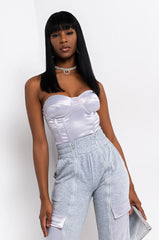 CALL ME LATER SATIN CORSET SILVER