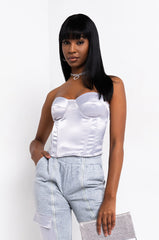 CALL ME LATER SATIN CORSET SILVER