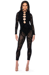 CALL ME SHEER PAISLEY CUTOUT JUMPSUIT