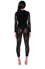 CALL ME SHEER PAISLEY CUTOUT JUMPSUIT