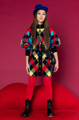 CALL ME ZIP UP SWEATER RED MULTI