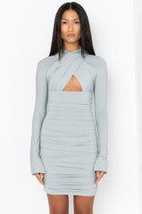 CALL YOUR EX RUCHED MINI DRESS
