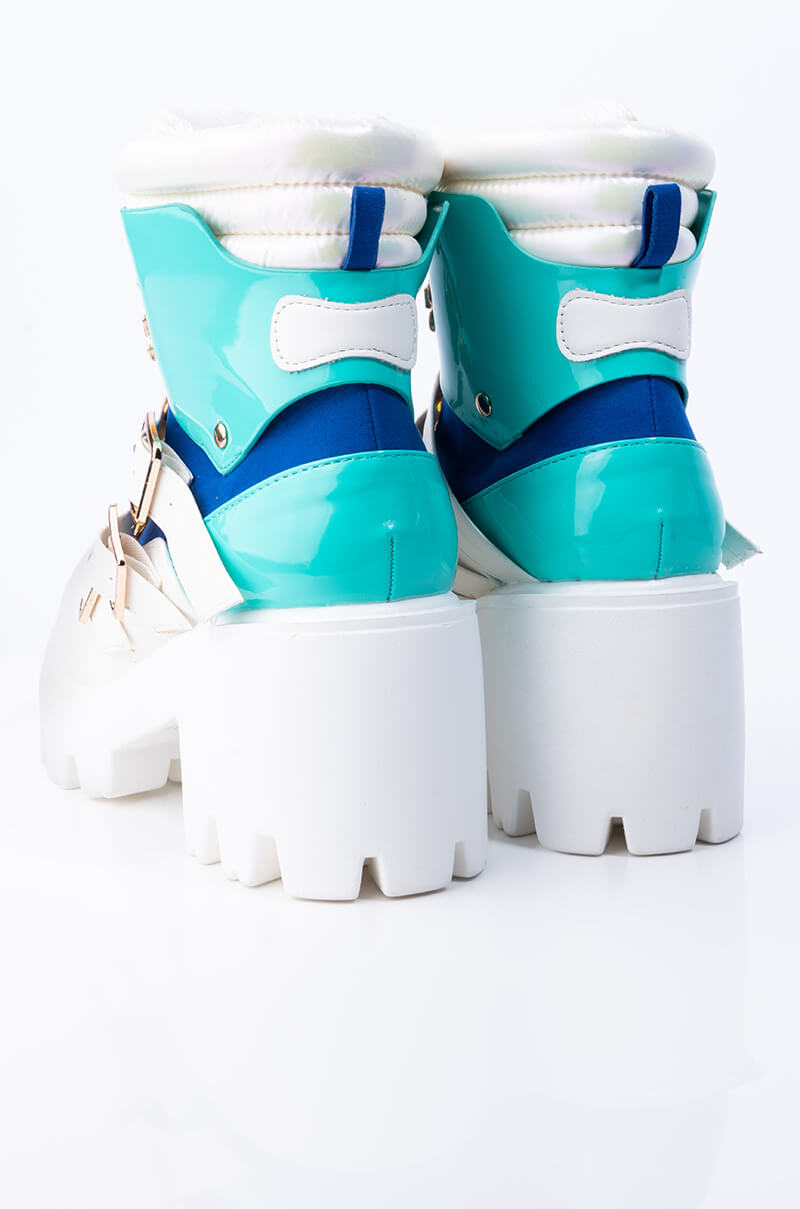 CALLIN U MINE LACE UP BOOTIE BLUE