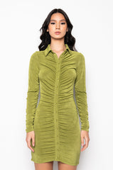 CAMELIA BUTTON FRONT MIDI DRESS GREEN