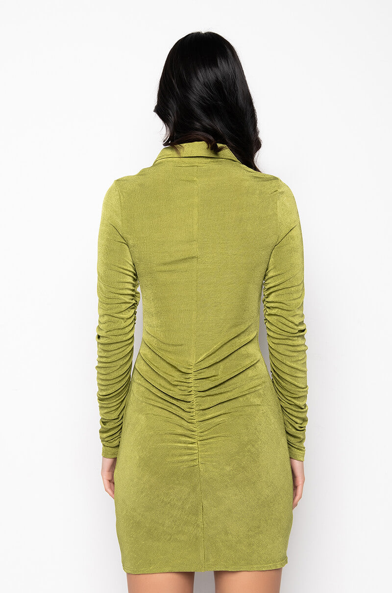 CAMELIA BUTTON FRONT MIDI DRESS GREEN