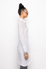 CAMELIA BUTTON FRONT MIDI DRESS WHITE