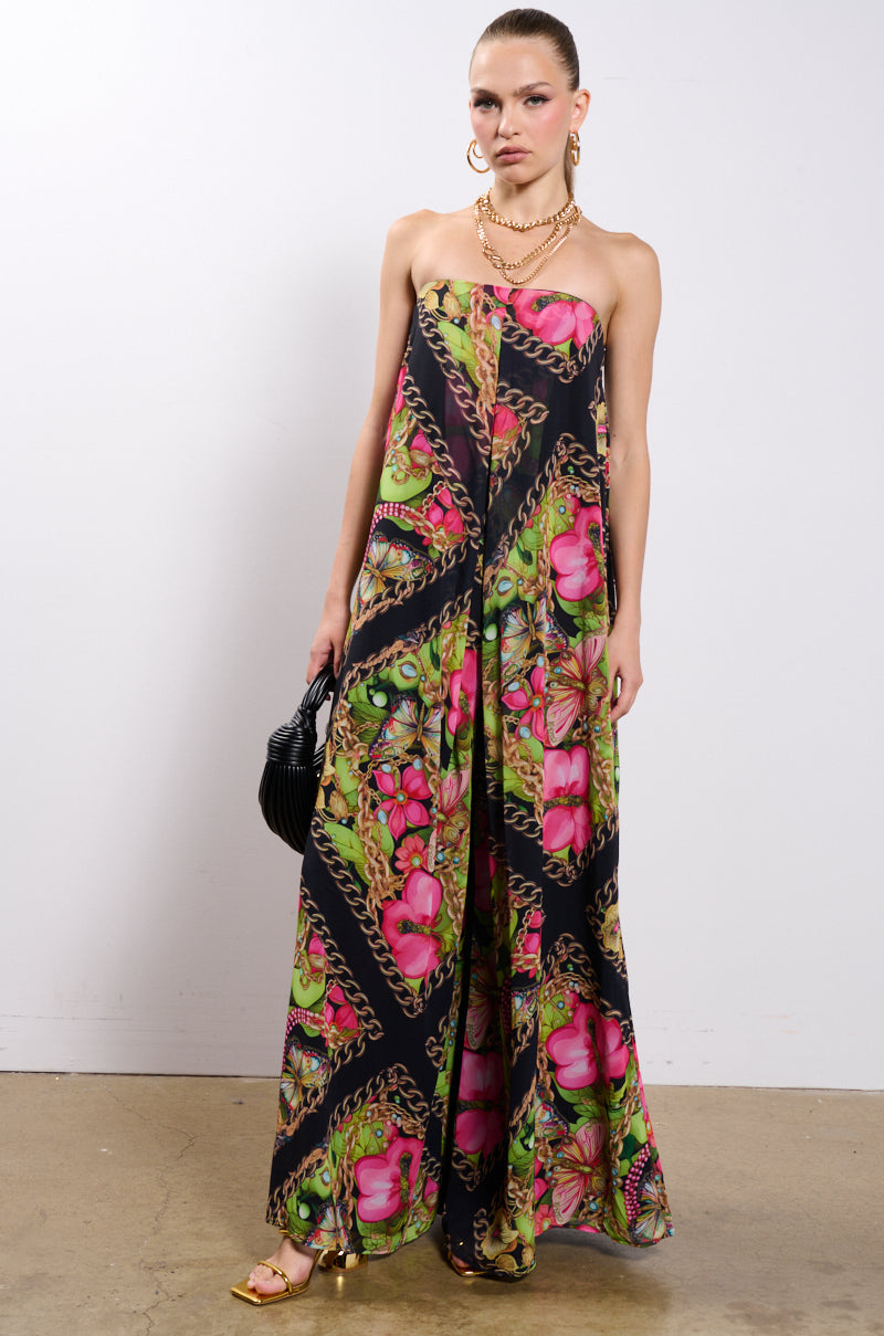 CANT CATCH ME PRINTED MESH JUMPSUIT