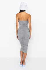 CAN'T GET ENOUGH EXTRA RUCHED MIDI DRESS HEATHER GREY