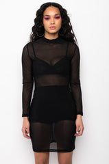 CAN'T MOVE ON MINI MESH DRESS BLACK