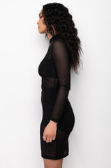 CAN'T MOVE ON MINI MESH DRESS BLACK
