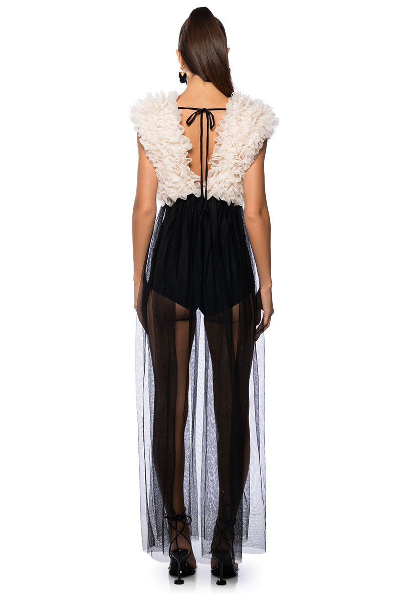 CASS V NECK SHEER LEG JUMPSUIT