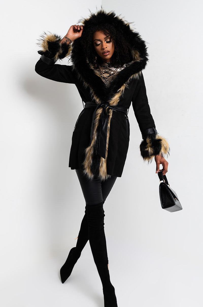 CATALINA MIX FAUX FUR LONG DRESSY COAT