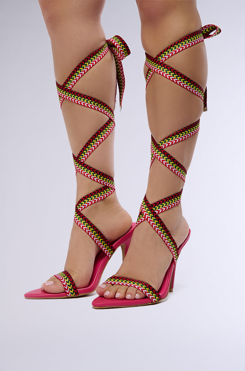 CELINA PINK SANDAL WITH MULTI COLOR LACES