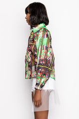 C'EST LA VIE PRINTED BLOUSE GREEN MULTI