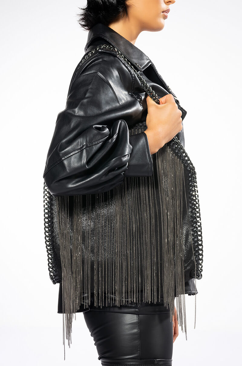 CHAIN FRINGE PURSE