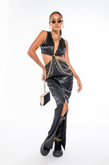 CHAIN ME UP SATIN MAXI DRESS