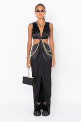 CHAIN ME UP SATIN MAXI DRESS