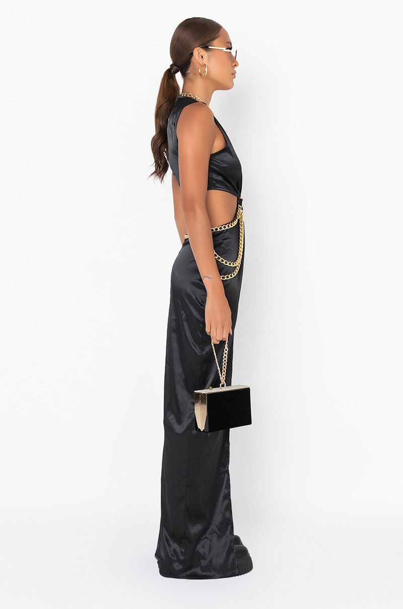CHAIN ME UP SATIN MAXI DRESS