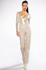 CHAMPAGNE SHOWERS METALLIC BODYSUIT