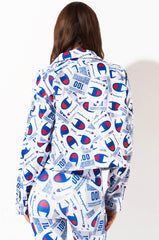 CHAMPION CROPPED COACHES JACKET ALL OVER PRINT