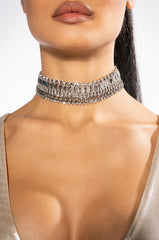 CHECK ON IT RHINESTONE CHOKER