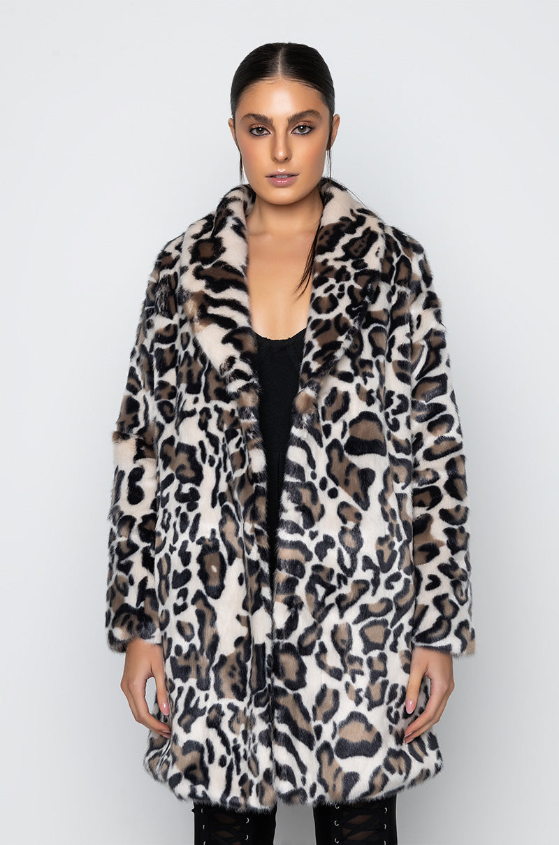 CHEETAH FAUX FUR COAT