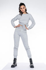 COME CLOSER CUT OUT DETAIL SWEATSHIRT HEATHER GREY