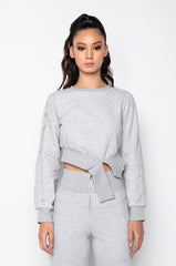 COME CLOSER CUT OUT DETAIL SWEATSHIRT HEATHER GREY