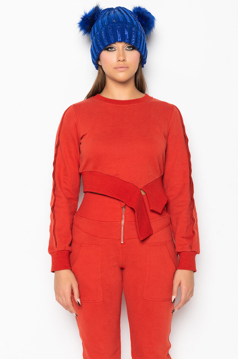 COME CLOSER CUT OUT DETAIL SWEATSHIRT rust