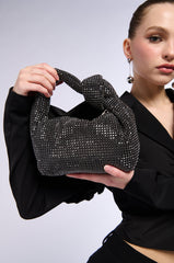 COME CLOSER RHINESTONE PURSE IN BLACK