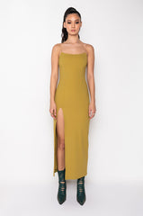 COME MY WAY SLIT MIDI DRESS
