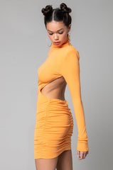 COME TO LIFE LONGSLEEVE TURTLENECK MINI DRESS ORANGE