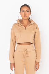 COMFY CROP SWEATSHIRT CAMEL