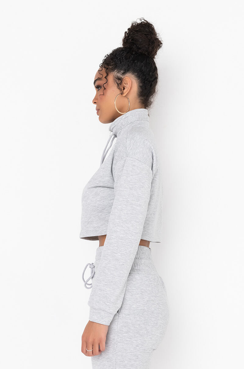 COMFY CROP SWEATSHIRT HEATHER GREY