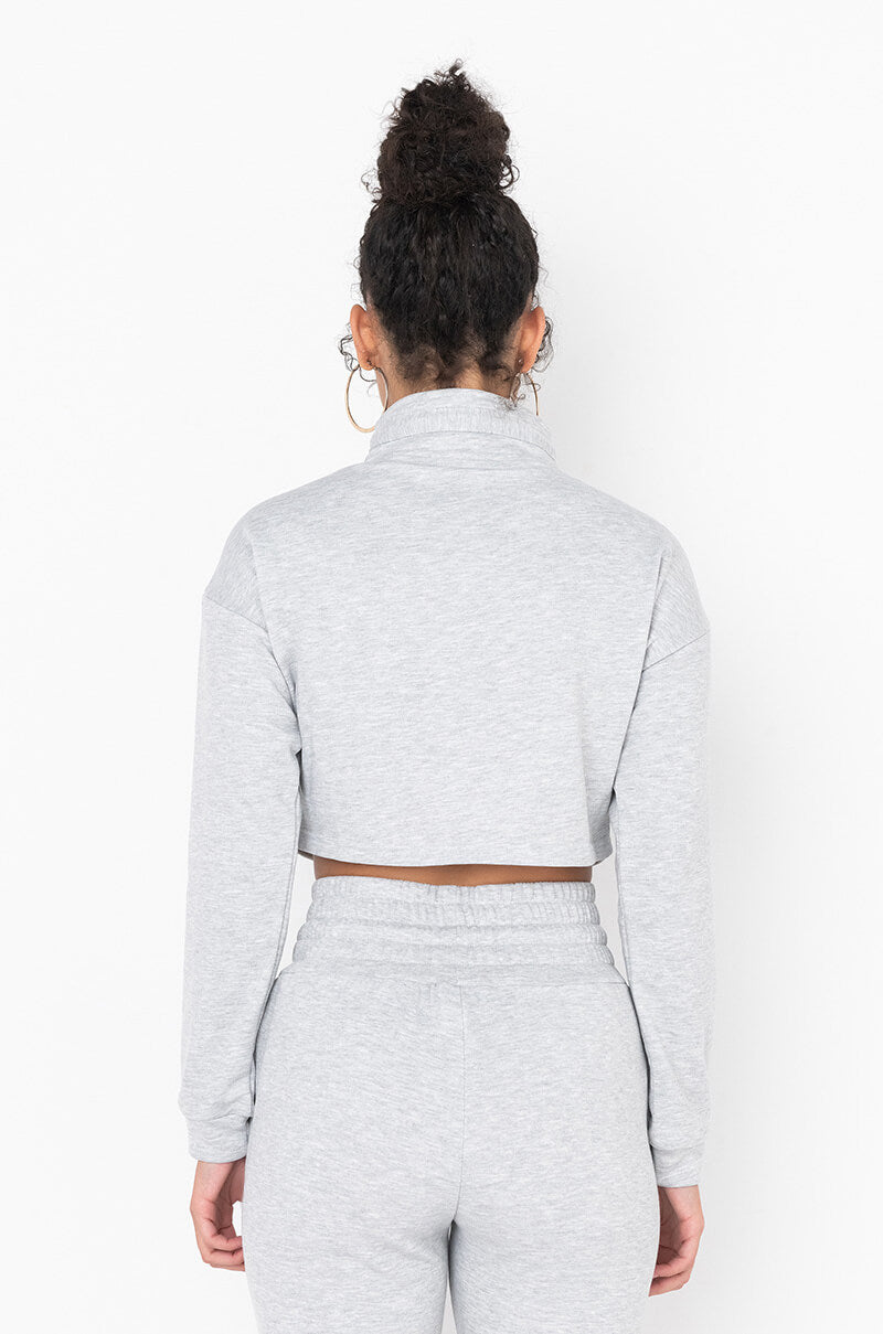 COMFY CROP SWEATSHIRT HEATHER GREY