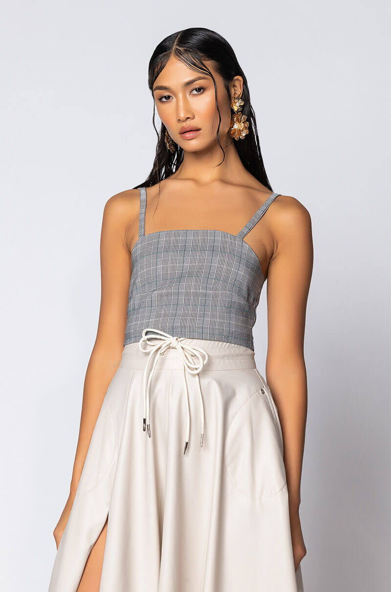 CERISE PLAID CROP TOP