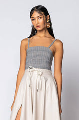 CERISE PLAID CROP TOP