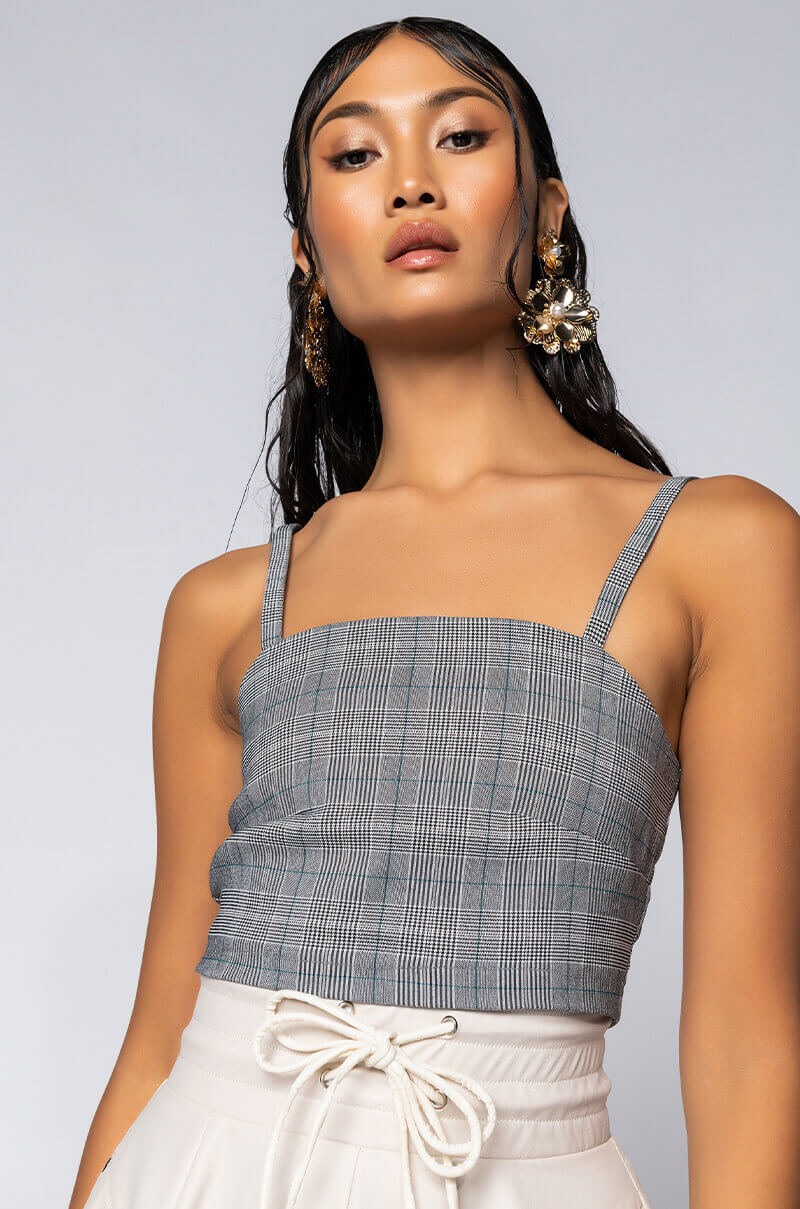 CERISE PLAID CROP TOP