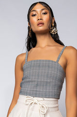 CERISE PLAID CROP TOP