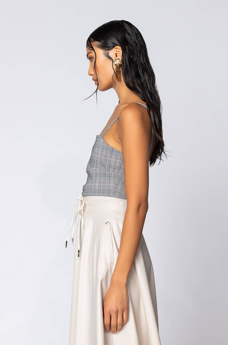 CERISE PLAID CROP TOP
