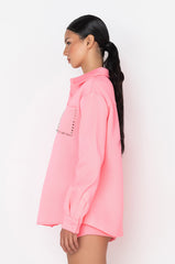 COZY AF FLEECE BUTTON DOWN SWEATSHIRT PINK