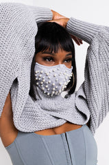 COZY AND CLASSY PEARL DETAILFASHION FACE COVER