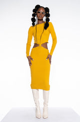 COZY BUT CUTE PLUSH SWEATER MIDI DRESS DARK YELLOW